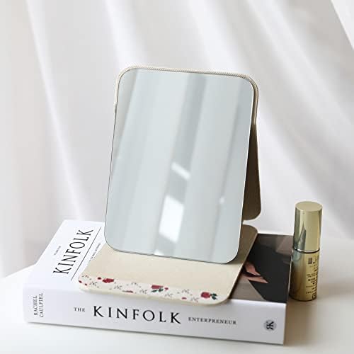 LONGSHENG-2001'DEN BERİ-Rose Taşınabilir Masaüstü Katlanır Ayna, Pu Deri Katlanır Masa Aynası, Kozmetik Kişisel Güzellik