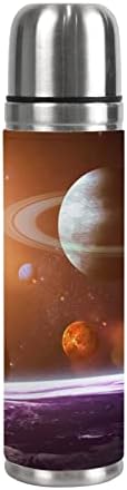 Vantaso Spor Su Şişesi Evren Uzay Galaxy Gezegenler Yıldız Yalıtımlı Termos Bardak Kupa 500 ml 17 OZ Kadın Erkek Erkek Çocuklar
