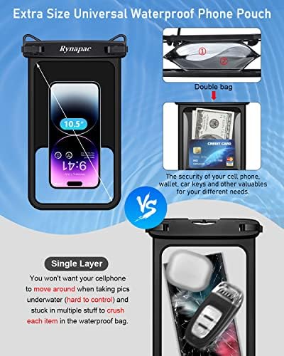 [10'a kadar] Büyük Su Geçirmez Telefon Kılıfı Bag - 2Pack, iPhone 14 Pro Max ile Uyumlu Su Geçirmez Kılıf/13/12/11/XR / X