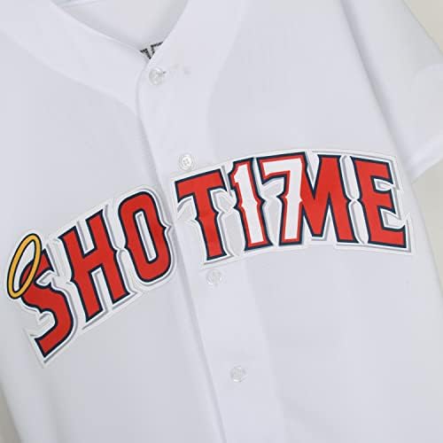 Yuefolds erkek Shotime 17 Ohtani Beyzbol Forması Hipster Hip Hop Gömlek Bir Boyut Daha Büyük