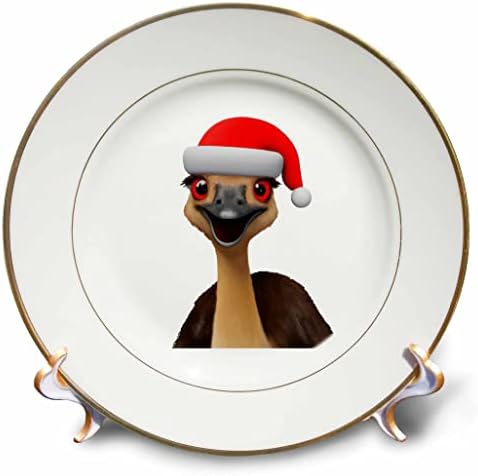 3dRose Santas Aussie Yardımcısı-Sevimli Noel Emu-Tabaklar (cp-375749-1)
