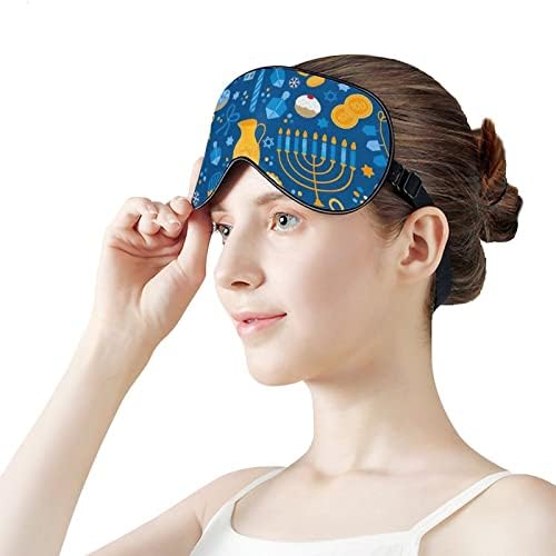 Mutlu Hanuka JewishSleep Maskeleri Göz Kapağı Karartma Ayarlanabilir Elastik Kayış ile Gece Körü Körüne Kadın Erkek Yoga