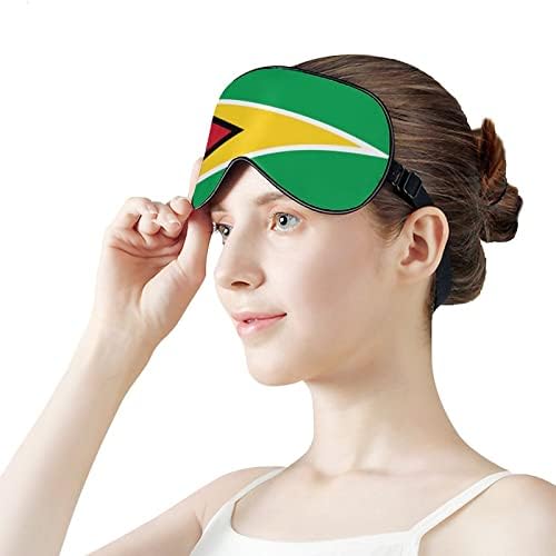 Guyana bayrağı uyku Göz Maskesi yumuşak göz kapakları engelleme ışıkları körü körüne ayarlanabilir kayış ile seyahat şekerleme