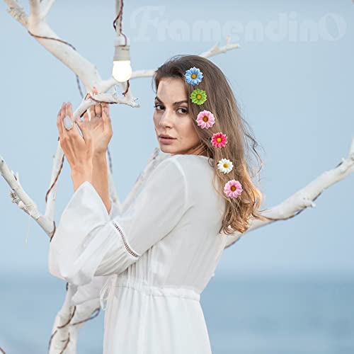 Framendino, 24 Paket Dasiy Çiçek Saç Klipleri Ayçiçeği Tokalarım Çiçek Kadınlar Kızlar için