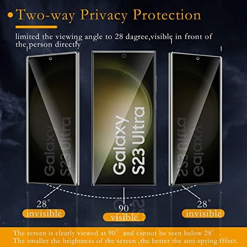 [2 Paket] 2 Paket ekran koruyucu Koruyucu Samsung Galaxy S23 Ultra, 3D Kavisli Tam Kapsama,Kabarcıksız,Çizilmeye Dayanıklı,