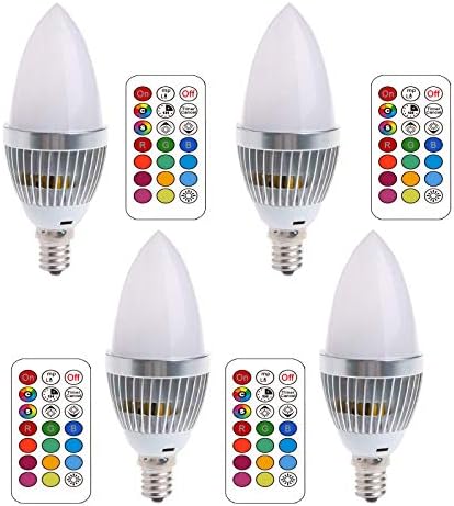 Lxcom Aydınlatma E12 RGBW LED Ampul 3 W Renk Değiştirme Ampul 12 Renkler C35 Mum Lamba Zamanlama Hafıza Fonksiyonu ile Uzaktan