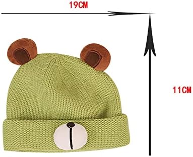 QLAZo Kış Bere Şapka Bebek Şapka Düz Renk Kış Bebek Kalınlaşmış Yün Şapka Sevimli Sıcak Örgü Şapka
