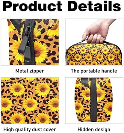 Kozmetik Çantası, Sevimli Ferah Makyaj Çantaları Seyahat Leopar Baskı Ayçiçeği makyaj çantası Aksesuarları Organizatör Hediye
