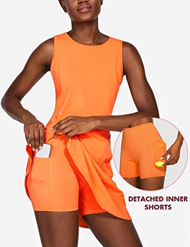 BALEAF kadın Tenis Golf elbise kolsuz iç şort 4 cepler egzersiz egzersiz için