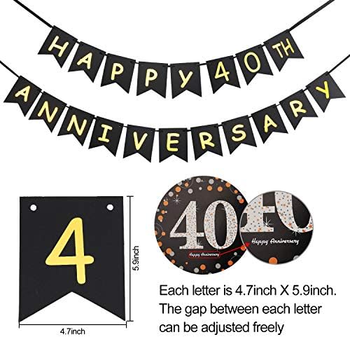 40th Yıldönümü Süslemeleri Kiti-16 Pcs - Dahil 1 Pcs Mutlu 40th Yıldönümü Banner, 9 Pcs Köpüklü 40 Asılı Girdap, 6 Pcs Poms