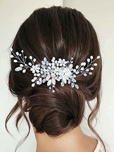 JONKY Gelin Düğün Inci Saç Tarak Çiçek saç aksesuarları Kristal saç parçası Gelin Headpieces Rhinestone Saç Yan Taraklar