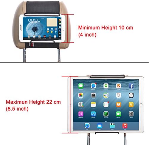 Açı ile TFY Evrensel Araba Kafalık Dağı Tutucu - Tabletler için Ayarlanabilir Tutma Kelepçesi-iPad 9. Nesil ile uyumlu-iPad