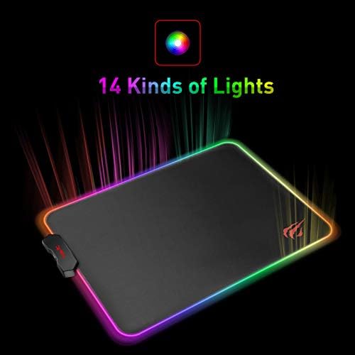 havıt RGB Oyun Mouse Pad Yumuşak Kaymaz Kauçuk Taban Fare Mat Dizüstü Bilgisayar PC Oyunları (13. 8X9. 8X0. 16 inç, Siyah)