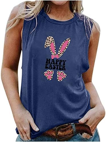 HGCCGDU Sevimli Tank Top Kadınlar için Rahat Yaz Tatili T Shirt 2023 Mutlu Paskalya Gömlek Genç Kızlar Kolsuz Grafik Tees