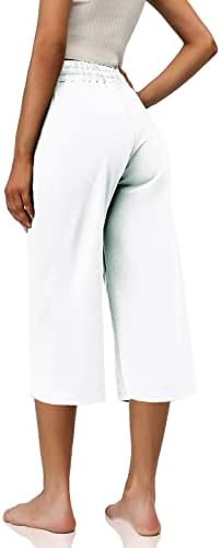 Kadın kapri pantolonlar İpli Gevşek rahat pantolon Yoga Geniş Bacak Plaj Rahat Kapriler Sweatpants Cepler ile