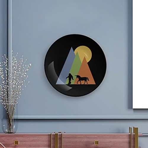 Sasquatch Unicorn SunsetCeramic Dekoratif Levha Standı ile Özel Kemik Çini Ev Plaka Ev Oturma Odası Mutfak için