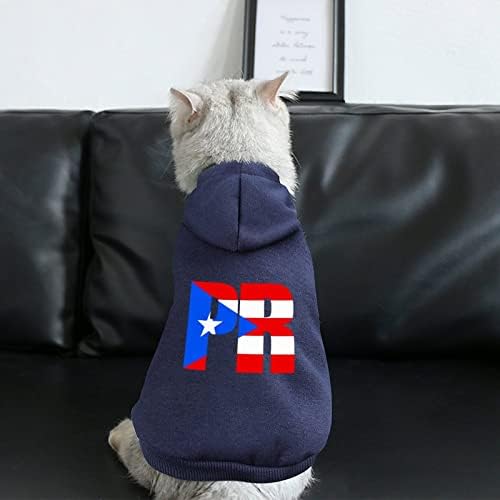 Porto Rikolu Bayrağı Köpek Hoodies Sevimli Kapüşonlu Sweatshirt Pet Takım Elbise Ceket Şapka ile