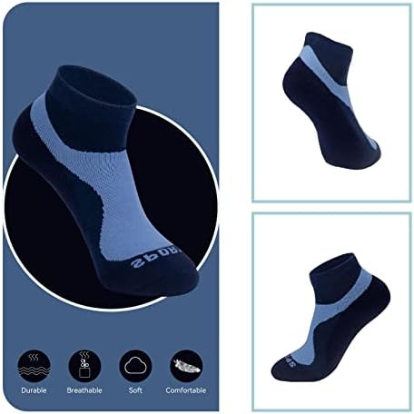 QQH erkek Sıkıştırma Düşük Kesim Koşu Çorap Kalın Ayak Bileği Atletik Spor Nefes Pamuk Çorap 5 Pairs (Mavi, XL)