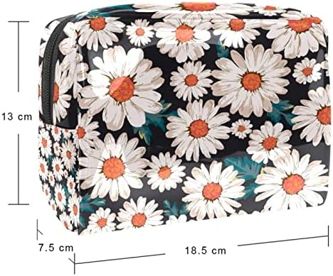 Seyahat Makyaj Çantası Su Geçirmez Kozmetik Çantası makyaj çantası Makyaj çantaları kadınlar ve kızlar için, Papatya Çiçek