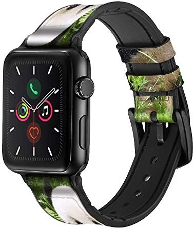 CA0144 Panda Yeme Keyfini Deri ve Silikon kordon akıllı saat Kayışı Apple Watch iWatch için Boyutu 38mm/40mm/41mm