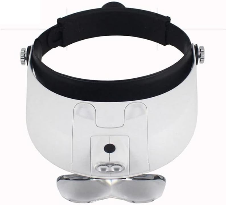 NUOPAIPLUS Kafa Monte Büyüteç, Çift LED Lamba Gözlük Büyüteç, 4 Lens Değiştirme Kafa Bandı Okuma için ışıklı büyüteç, takı