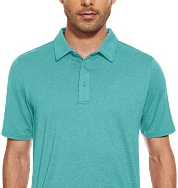 MAGCOMSEN erkek Kısa Kollu Polo golf gömlekleri 3 Düğmeli Nem Esneklik Atletik T-Shirt Casual Yakalı Gömlek