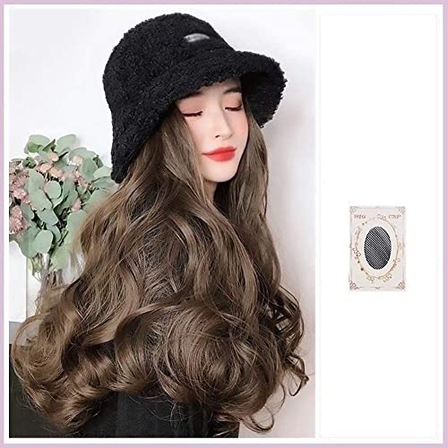 KAAZEE peruk sentetik saç kadın peruk şapka peruk uzun kıvırcık dalgalı peruk bayanlar ısı dostu doğal dalgalı doğal görünümlü