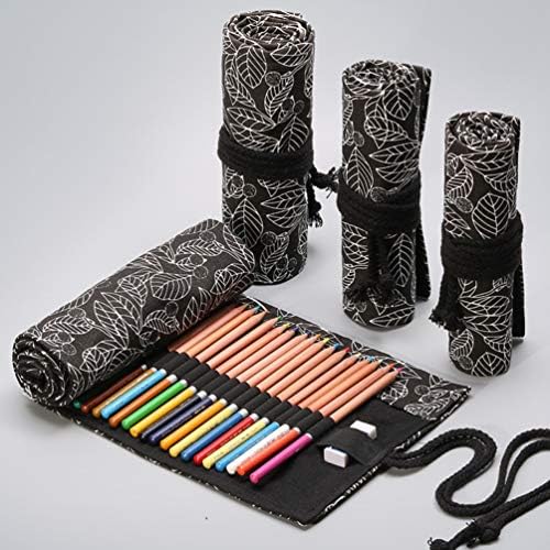 Artibetter Renkli Kalemler Vaka Haddeleme kalem çantası Tuval kalemlik Kalem Kutusu Ressamlar ıçin 1 adet (72 Yuvaları-Siyah