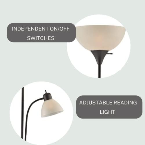 LİGHTACCENTS tarafından Okuma Lambalı Ayarlanabilir Siyah Zemin Lambası-Susan Oturma Odası/Ofis Lambası için Modern Ayakta