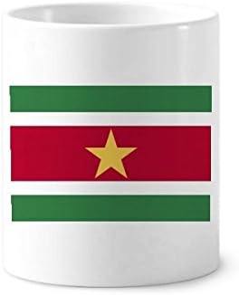 Surinam Ulusal Bayrak Güney Amerika Ülke Diş Fırçası Kalem Tutucu Kupa Seramik Standı Kalem Fincan