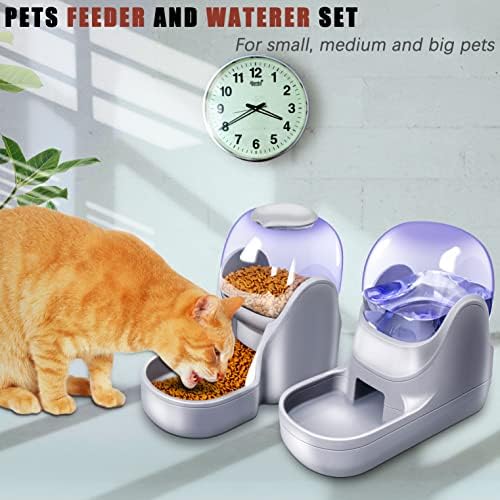 2 Paket Otomatik Kedi Besleyiciler-Köpek su kasesi Dağıtıcı ve Köpek maması kaseleri Seti Küçük Orta Büyük Evcil Hayvanlar