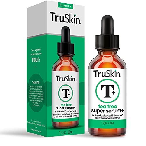 TruSkin Çay Ağacı Clear Skin Süper Serum, Çay Ağacı Yağı, C Vitamini, Salisilik Asit, Niasinamid ve Retinol, 1 oz ile formüle