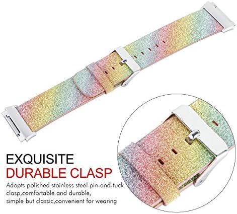 WffKuTooS Fitbit İyonik Bant ile Uyumlu, Deri Flaş Glitter Bling Band Bileklik Kayışı yedek bant İyonik akıllı spor takip