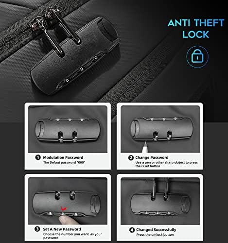 TANGCORLE iş dizüstü Sırt Çantası Anti Hırsızlık Sırt Çantaları ile Kilit Fit 17.3 inç Dizüstü USB Şarj Portu Su Geçirmez