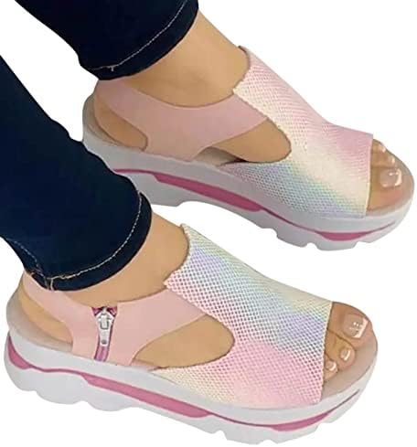 AnFeng Sandalet Kadınlar Bayanlar için Moda Katı Takozlar rahat ayakkabılar Roma platform sandaletler Boyutu 8.5 Sandalet