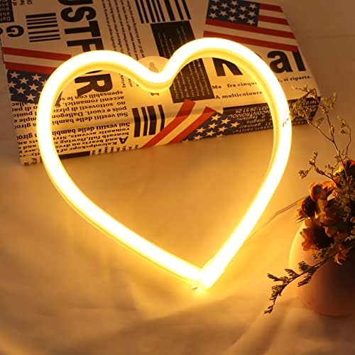 Aşk kalp Neon burcu ışık, sıcak sarı ışık rengi ile LED Neon lamba USB kablosu ile güçlendirilmiştir Oda için Neon gece lambası