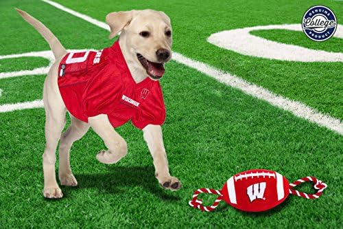 Evcil İlk NCAA Wisconsin Porsuk Futbol Köpek Oyuncak, Sert Kaliteli Naylon Malzemeler, Güçlü Çekme Halatları, İç Gıcırtı,