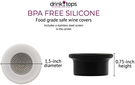 İçecek Üstleri Havalandırmalı Şişe Kapakları, 2'li Paket, Siyah / Beyaz-Şarabı Dış Mekan Unsurlarından Korumak için BPA İçermeyen