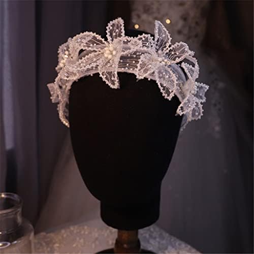 GFDFD Dantel Çiçek Küçük Inci Boncuklu Hairbands Gelin Kafa Gelin Düğün Dekorasyon Saç Aksesuarları (Renk: Beyaz, Boyutu: