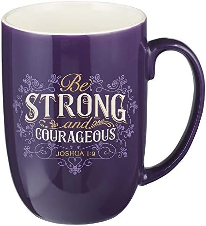 Hıristiyan Sanat Hediyeler Kahve Kupa: Güçlü ve Cesur-Joshua 1: 9 İlham Kutsal, 15 oz, Mor