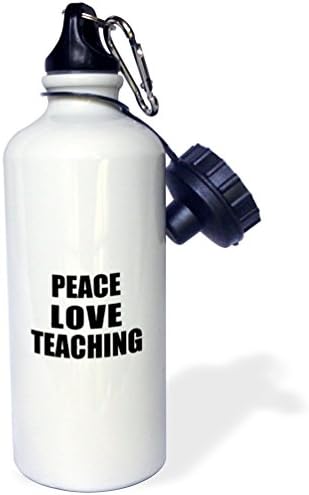 3dRose Barış Sevgi Ve Öğretim - Beni Mutlu Eden Şeyler - Öğretmen Hediye Spor Su Şişesi, 21Oz, Çok Renkli