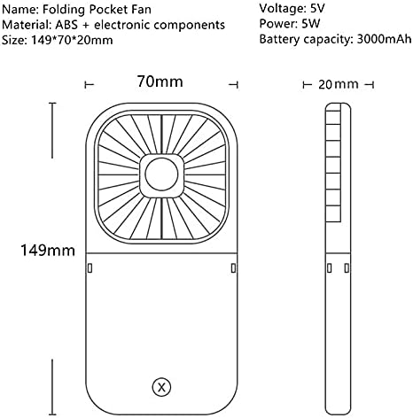 HSJWOSA Asılı Boyun Fanlar Mini Taşınabilir Katlanır USB Küçük Fan Dilsiz Güç Bankası Taşınabilir El Masaüstü Çok Fonksiyonlu