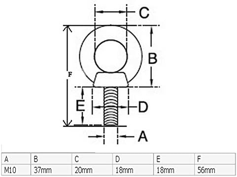 Aexıt Metal Makine Zinciri ve Halat Bağlantı Parçaları Omuz Kaldırma mapa Halka M10x18mm tel halat keryesi Konu 2 adet
