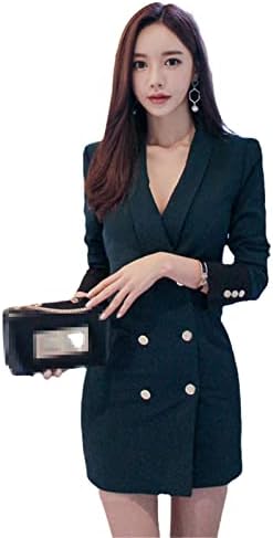 HSQIBAOER Zarif Ofis Kadın Takım Elbise Mizaç Resmi Çift Ceket Blazer Gidip Bayan Mujer Dış Giyim İlkbahar Sonbahar