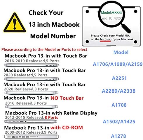 Se7enline MacBook Pro 13 inç Kılıf ile Uyumlu -2023 Laptop Kapak için Mac Pro 13 Dokunmatik Bar A2289 / M1 / M2 A2338