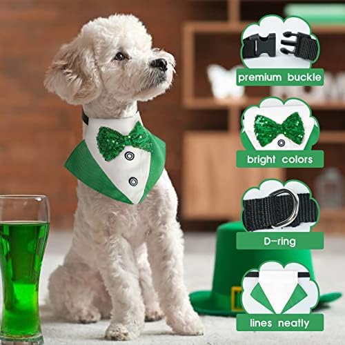 FUAMEY Aziz Patrick Günü Köpek Smokin, Pet Yeşil Yaka Köpek Kostüm Ayarlanabilir Köpek Bandana Cosplay Eşarp Doggie Önlükler,