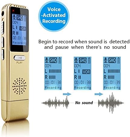 DLOETT Dijital Mini Ses Kaydedici USB Flash Sürücü Disk Taşınabilir Altın Renk MP3 Çalar Ses Aktif Ses Kayıt Cihazı (Boyut