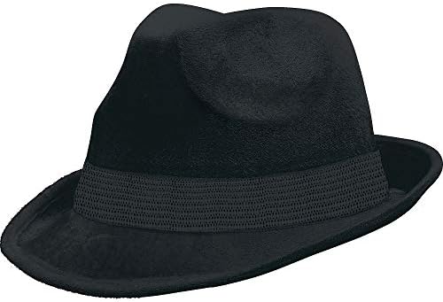 HalloCostume Serin Eğlenceli Kostüm Şapka Tema Siyah Süet Fedora ile Uyumlu