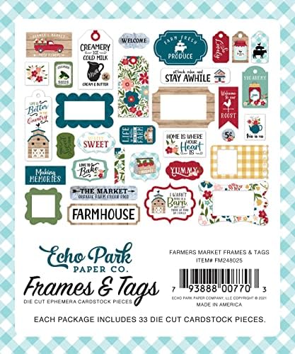 Echo Park Kağıt Şirketi Çiftçi Pazarı Çerçeveler ve Etiketler Ephemera, Multi