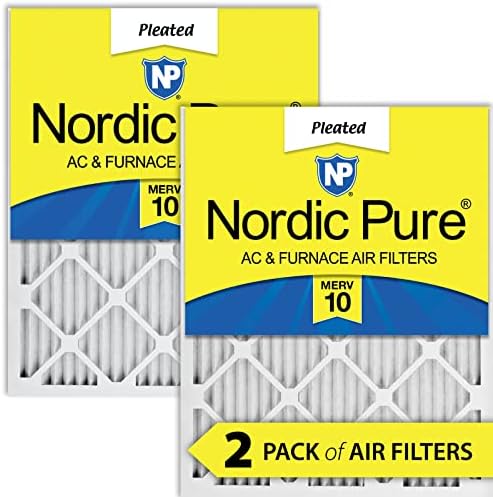 Nordic Pure10x20x1 MERV 10 Pileli AC Fırın Hava Filtreleri 2'li Paket